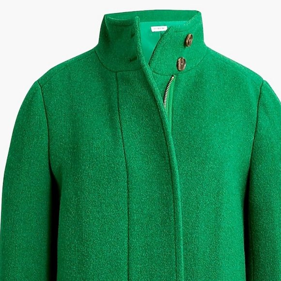 J.Crew Factory #AB946 New City Cocoon Coat Alpine Green 0P 0 Petite - Picture 2 of 15